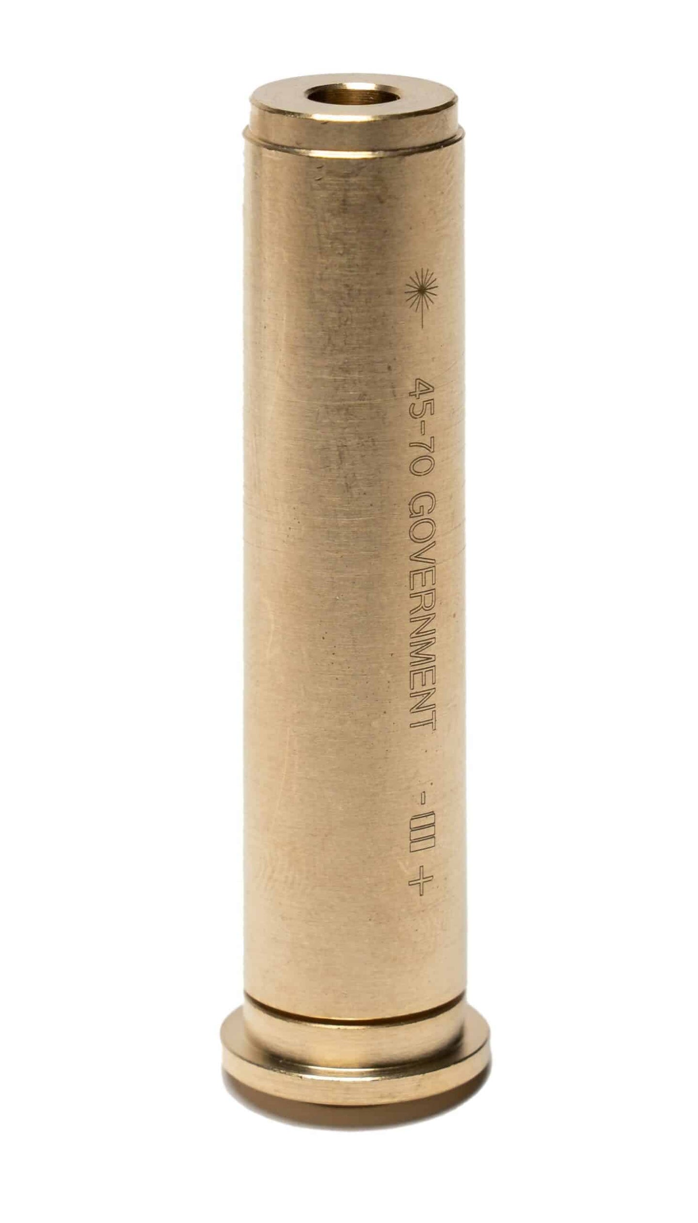 Red 45-70 Boresight brass laser cartridge for precise firearm sighting with visible red laser dot