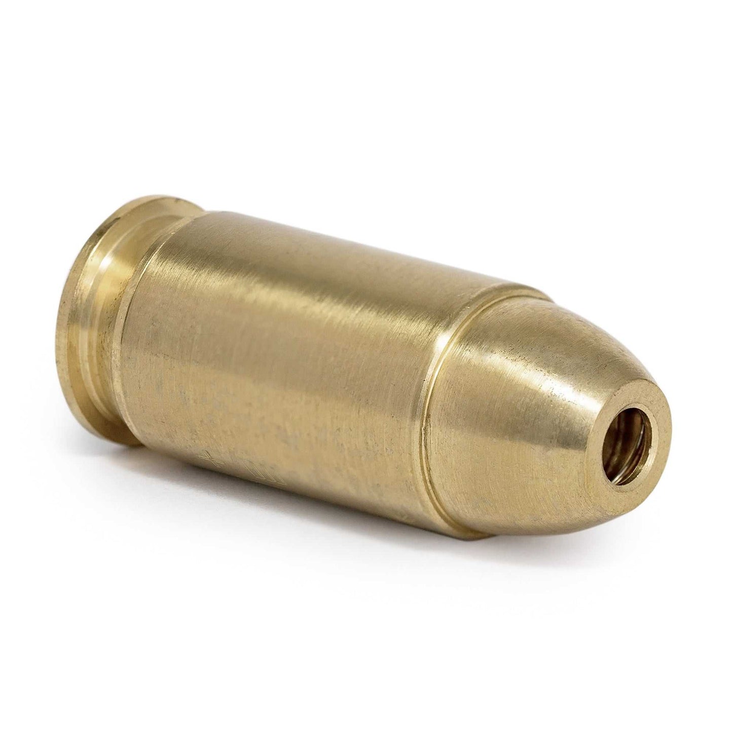 Red .45 ACP boresight laser cartridge with brass construction for precise firearm sighting and durability