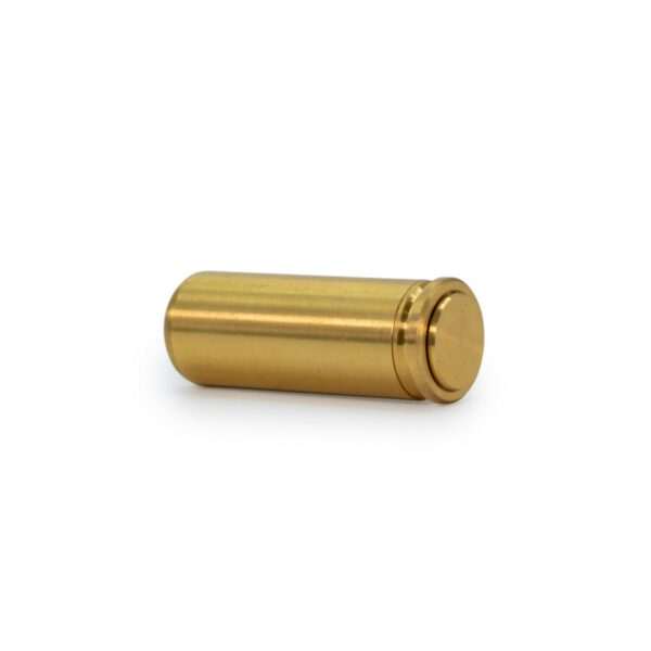 Red .45 Colt brass laser boresight for firearm sighting with visible red laser dot