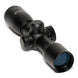 Matte black 4×32 Crossbow Scope with red and green illumination, ring mounts, and dust covers.
