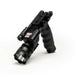 Matte black vertical grip laser flashlight combo with 500-lumen CREE Q5 LED and green laser for Weaver mounts