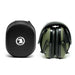 Compact electronic earmuffs with 6x sound amplification and noise reduction, featuring durable headband and external battery compartment.