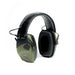 Electronic earmuffs with low profile design, 6x sound amplification, noise reduction rating of 25 decibels, and external battery compartment.