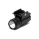 Compact black pistol tactical light with quick-release mount for picatinny