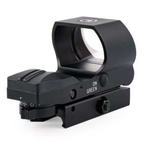 HGMR Quick Release Reflex Sight with 40mm lens, multi-reticle, parallax free, matte black finish, and Picatinny rail mount