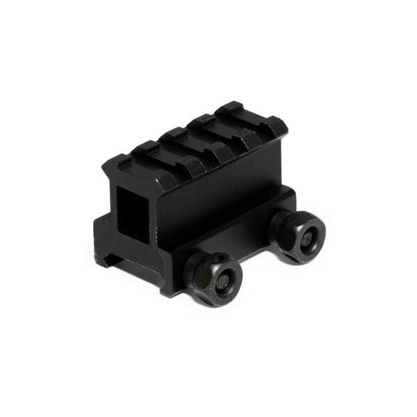 1-inch aluminum alloy riser with 4-slot matte black finish for Picatinny rails, corrosion-resistant and lightweight with lifetime warranty
