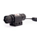 Rifle green laser sight with picatinny mount, matte black aluminum alloy body, and pressure switch for tactical rifles.