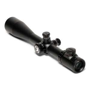 Matte black tactical rifle scope 6-24x50 with 30mm tube, illuminated reticle, and durable waterproof shockproof design