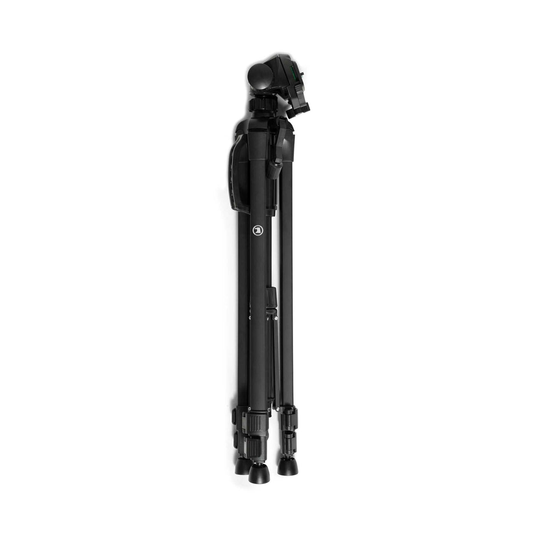 Folded black tripod for spotting scope with adjustable legs and universal adapter
