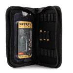 Black nylon Osprey Global Boresight pouch with zipper, 13 loops for boresights and arbors, and an extra pocket for batteries.