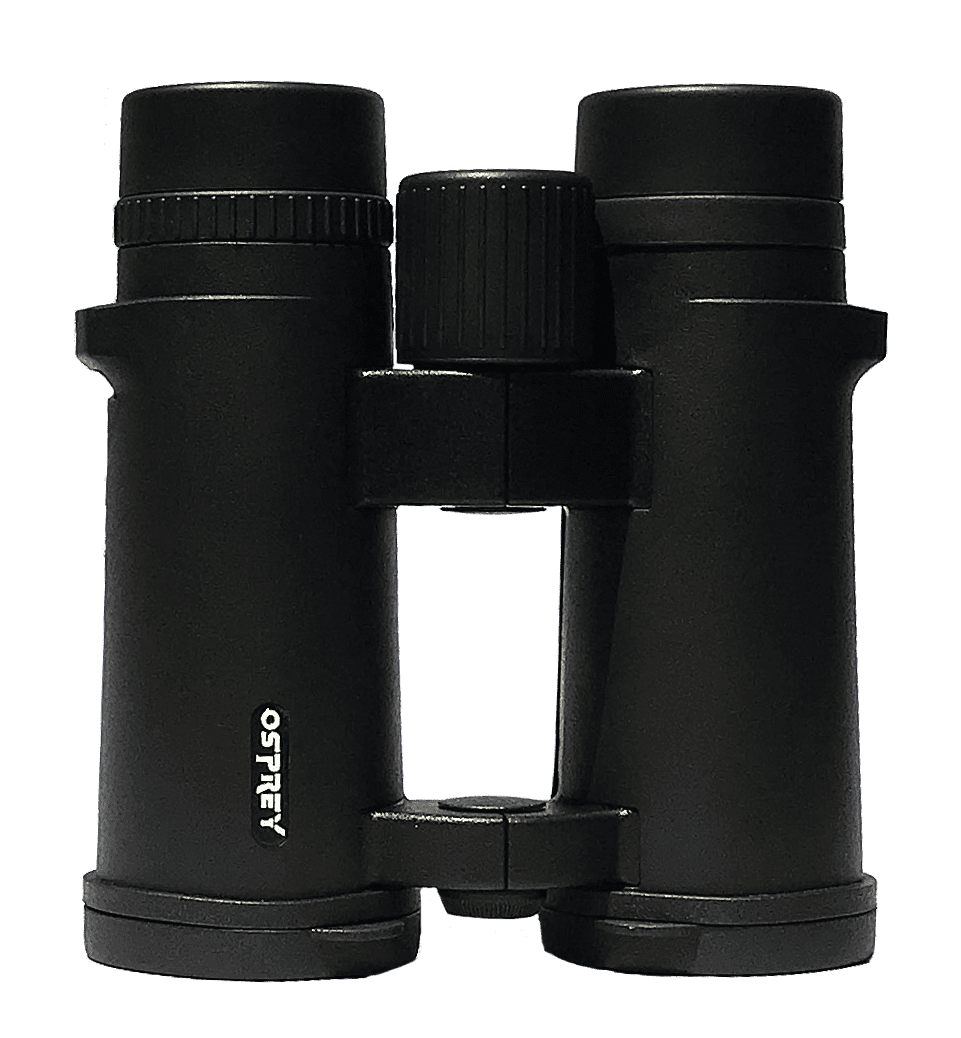 10x42 Binoculars with rubber coated exterior, smooth focus dial, and multi-coated Hoya lenses for clear, edge-to-edge viewing.
