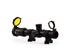Elite Series 1-10x28 FFP Scope by Osprey with illuminated etched glass reticle, exposed locking turrets, black matte finish, and flip-up lens covers.