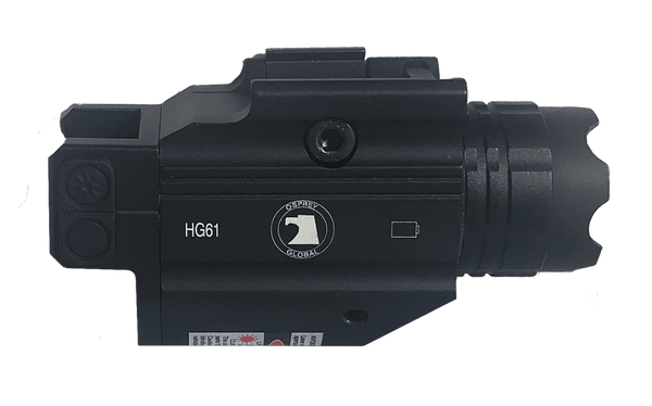 Compact black green laser flashlight combo with picatinny rail mount for tactical use