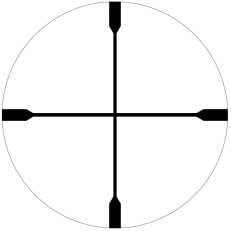 Duplex reticle image of the Osprey Standard 2.5x20DP Scope with black matte finish and 2.5x magnification