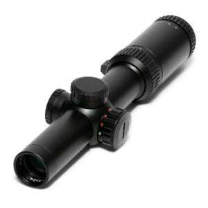 1-4x24 matte black rifle scope with tri-color illuminated Mil-Dot reticle and adjustable magnification