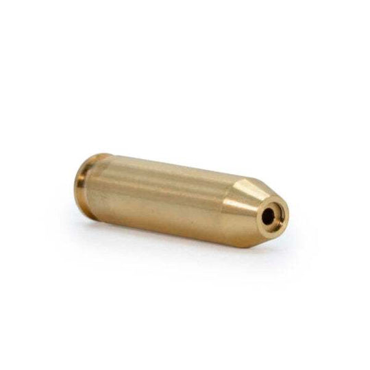 Red .308 caliber laser boresight made of high quality brass for precise weapon sighting.