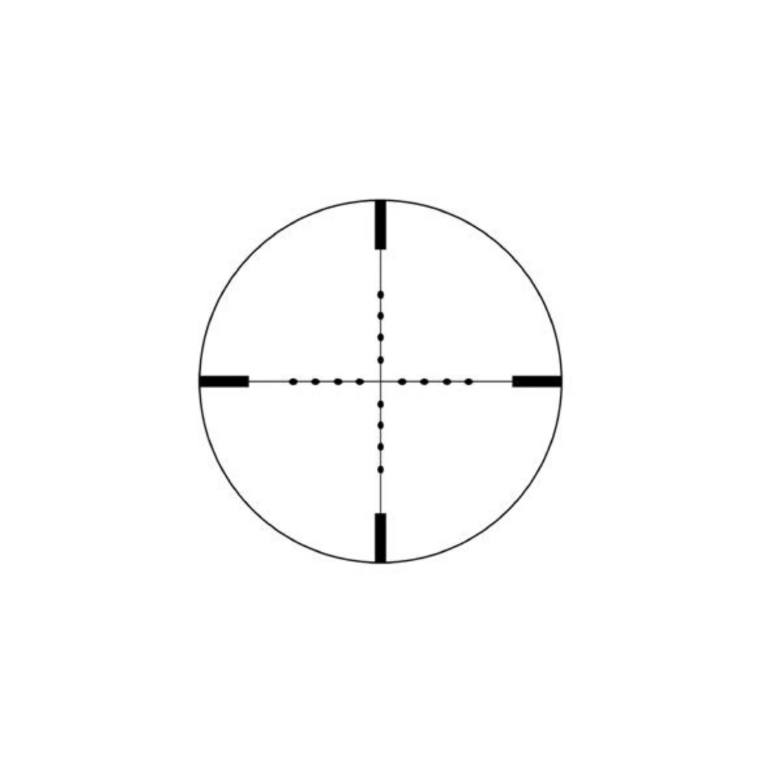 Mil-Dot reticle view of 4x32MDG tactical rifle scope with crosshair and dot markings
