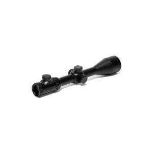 Black tactical rifle scope with 5-30x magnification, 56mm objective lens, illuminated mil-dot reticle, and matte finish.