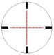 Red illuminated tactical rifle scope reticle with mil-dot and rangefinder markings.