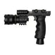 Matte black Osprey Battlegrip vertical foregrip with 750 lumen blue laser and flashlight combo for rifles with Picatinny or Weaver rails