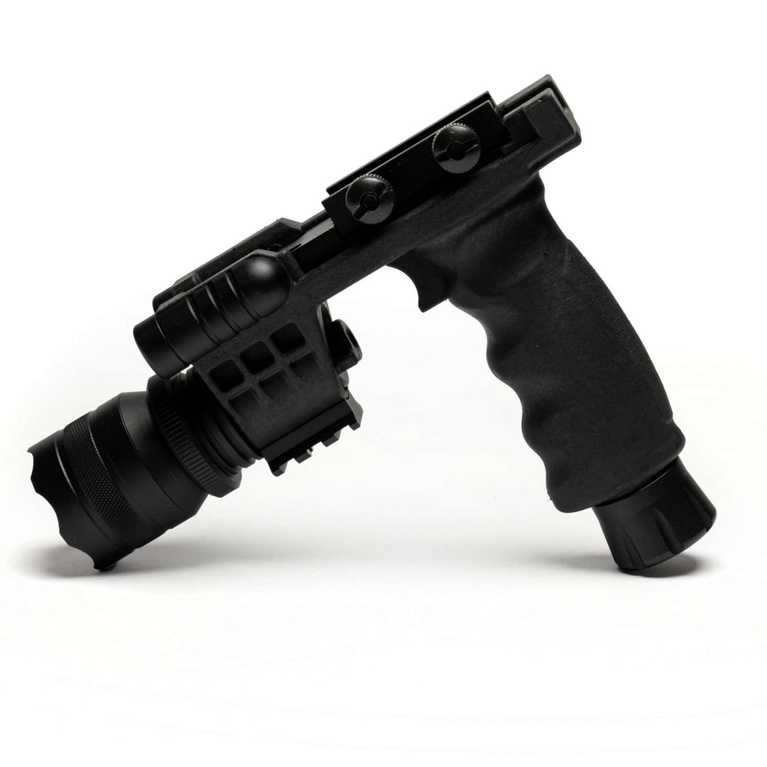 Osprey tactical vertical grip with 500 lumen flashlight and green laser combo for rifle stability and precision targeting