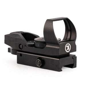 DSM Quick Release Reflex Sight with multi-reticle, tubeless design, and quick attach/detach mount for handguns and rifles.