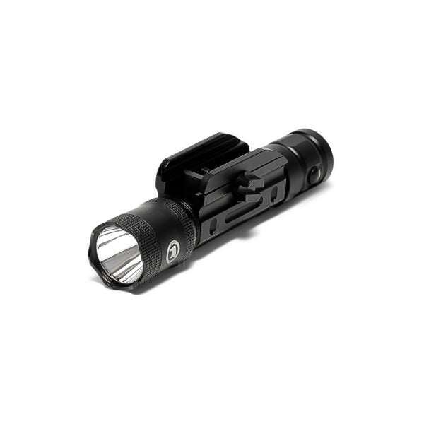 600 lumen tactical rifle flashlight with Picatinny rail mount and adjustable brightness modes
