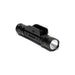 Matte black 600 lumen tactical rifle flashlight with Picatinny rail mount and adjustable brightness modes