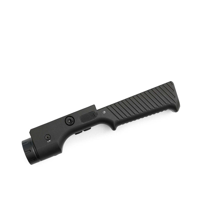 Black gun stock on a white background