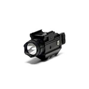 Osprey green laser flashlight combo with 300 lumen tactical light and rechargeable battery on Picatinny rail