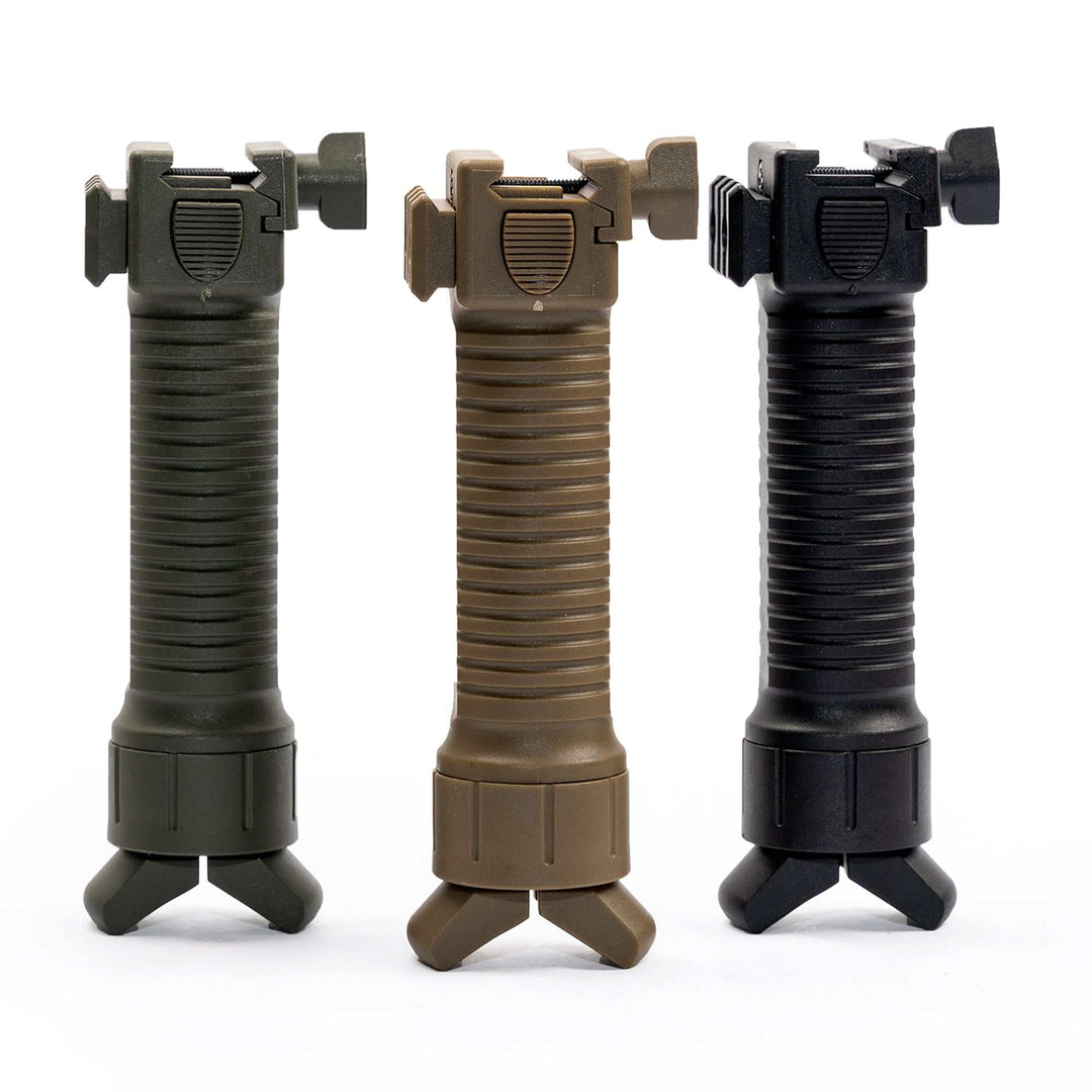 Osprey spring-loaded bipod foregrip with adjustable legs and integrated rail for tactical rifles