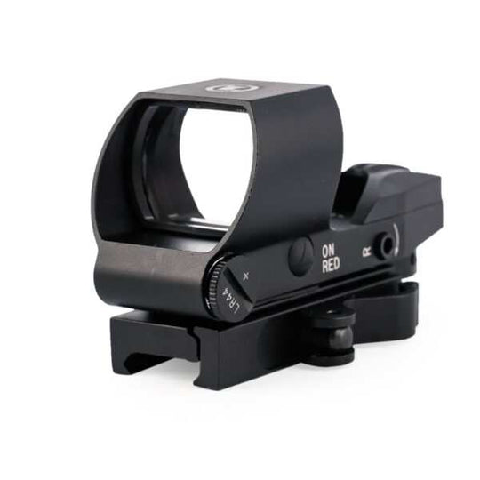 HGMR Quick Release Reflex Sight with 40mm lens, multi-reticle, matte black finish, and Picatinny/Weaver rail mount.