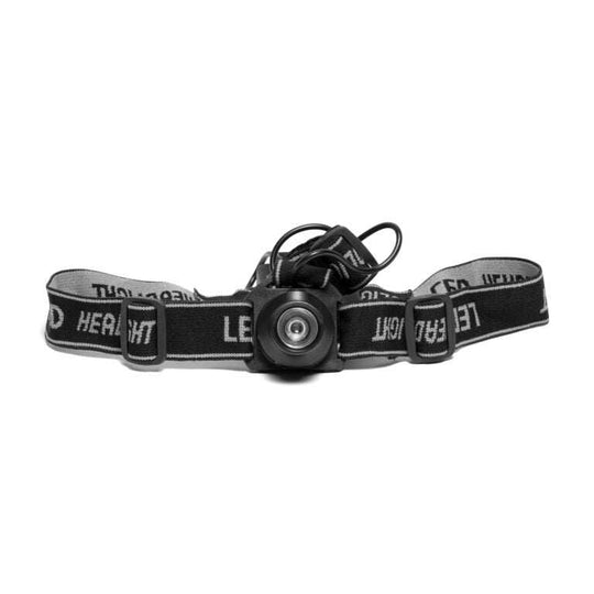 Black adjustable 180 lumens headlamp with dimmable LED Cree bulb and elastic strap for hiking and camping