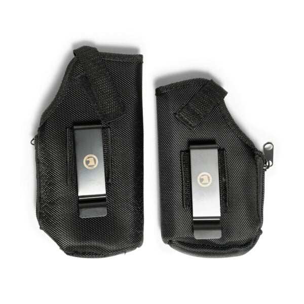 BlackInside or Outside Belt Holsters with removable clips for compact and large handguns, lightweight and durable design