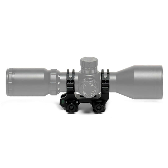Compact one-piece 30MM aluminum alloy scope mount with built-in level, compatible with various Osprey scopes.