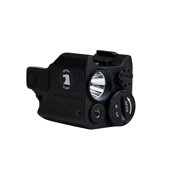 Osprey Mini Compact Green Laser Flashlight Combo with 500 lumen weapon light and rechargeable battery.