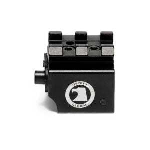 Compact black Osprey Mini Red Laser sight with rail mount and shock-resistant casing for firearms.