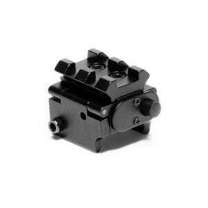 Compact black Osprey Mini Red Laser sight with rail mount and shock-resistant casing for firearms.