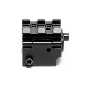 Compact black Osprey Mini Red Laser sight with rail mount and shock-resistant casing for firearms.