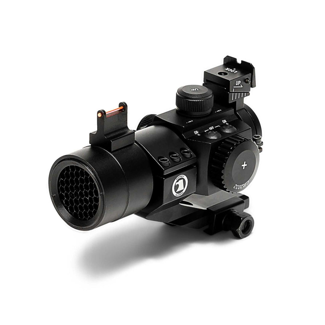Osprey red and green dot fiber optic reflex sight with backup iron sight and cantilever mount