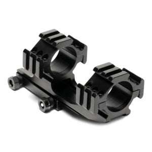 One Piece Mount black cantilever scope mount with dual ring design and picatinny rails for optics and accessories