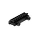 Black half inch risers with 8-slot aluminum Picatinny rail mount for firearm accessories
