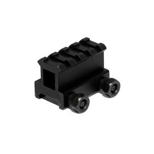 1-inch aluminum alloy riser with 4-slot matte black finish for Picatinny rails, corrosion-resistant and lightweight with lifetime warranty