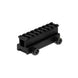 1-inch black aluminum riser with 8-slot design for Picatinny rails, lightweight and corrosion-resistant with lifetime warranty