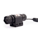Rifle green laser sight with picatinny mount, matte black aluminum alloy body, and pressure switch for tactical rifles.