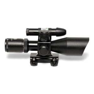 Osprey 2.5-10x40MDG rifle scope with green laser, bullet drop compensator, built-in sunshade, and integrated mount