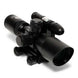 2.5-10x40MDG tactical rifle scope with green laser, bullet drop compensator, illuminated mil-dot reticle, and black matte finish