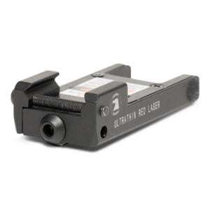 Ultra thin red laser for handguns and rifles with ambidextrous controls and recoil tested design