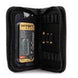 Black nylon Osprey Global Boresight pouch with zipper, 13 loops for boresights and arbors, and an extra pocket for batteries.
