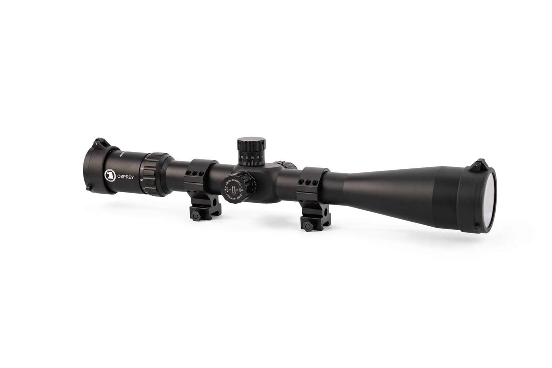Elite Series 3-30x56 FFP Scope with illuminated reticle, exposed locking turrets, and black matte finish.